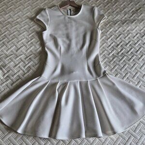 Torn by Ronny Kobo Womens M White Above Knee Classic Pleated Bottom A-Line Dress